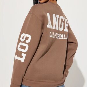 Fashion Nova Brown Crewneck Los Angeles Sweater